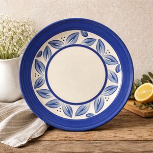 Pfaltzgraff Folk Art 12” Dinner Plate Blue Leaf Serving Platter Vintage